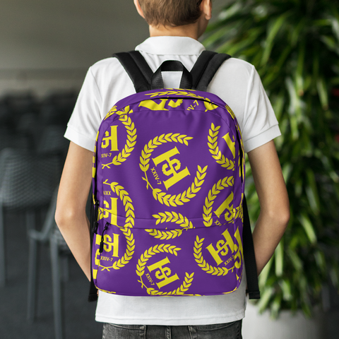 H2E All Over Crest Backpack Purple