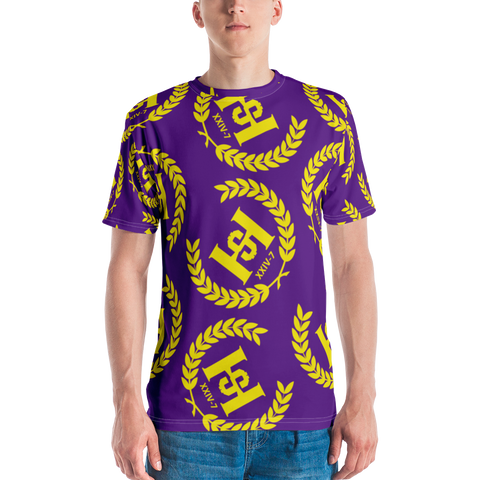 H2E Crest All Over Print Men's T-shirt Purple/Gold
