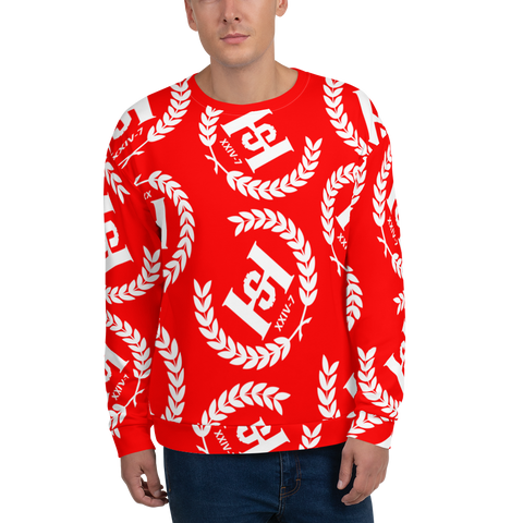 H2E Printed Unisex Sweatshirt Red/White