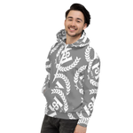 H2E All Over Print Unisex Hoodie Grey/White