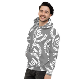 H2E All Over Print Unisex Hoodie Grey/White