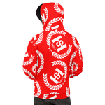 H2E All Over Print Unisex Hoodie Red/White