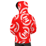 H2E All Over Print Unisex Hoodie Red/White