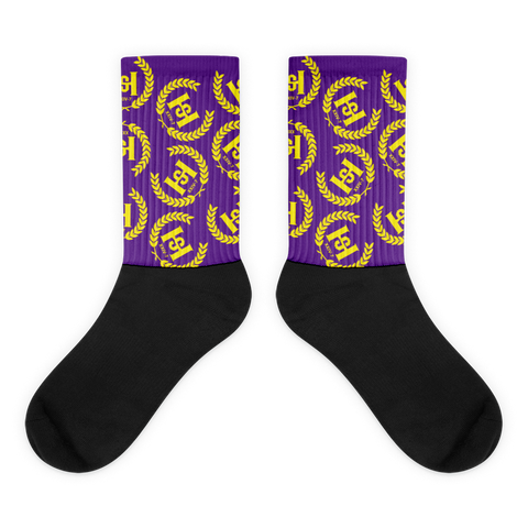 H2E Crest All Over Socks Purple/Gold