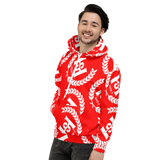 H2E All Over Print Unisex Hoodie Red/White