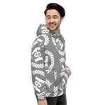 H2E All Over Print Unisex Hoodie Grey/White