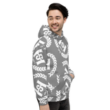 H2E All Over Print Unisex Hoodie Grey/White