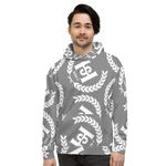 H2E All Over Print Unisex Hoodie Grey/White