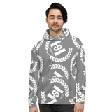 H2E All Over Print Unisex Hoodie Grey/White