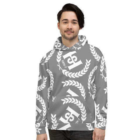 H2E All Over Print Unisex Hoodie Grey/White