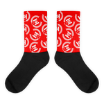 H2E Crest All Over Socks Red/White