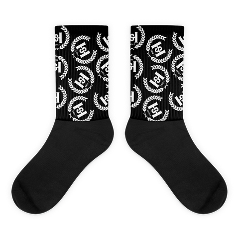 H2E Crest All Over Socks - Black/White