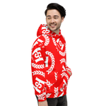 H2E All Over Print Unisex Hoodie Red/White