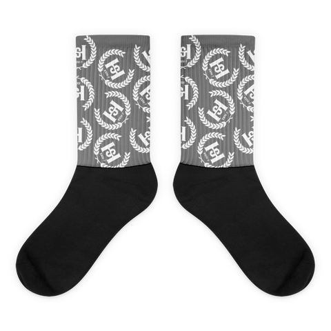 H2E Crest All Over Socks Grey/White
