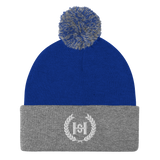 H2E  3D Embroidered Pom-Pom Beanie